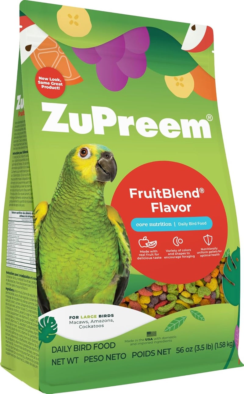 ZuPreem طعام الطيور بنكهة فواكه زو بريم للطيور الكبيرة - كيس 3.5 رطل - Image 1